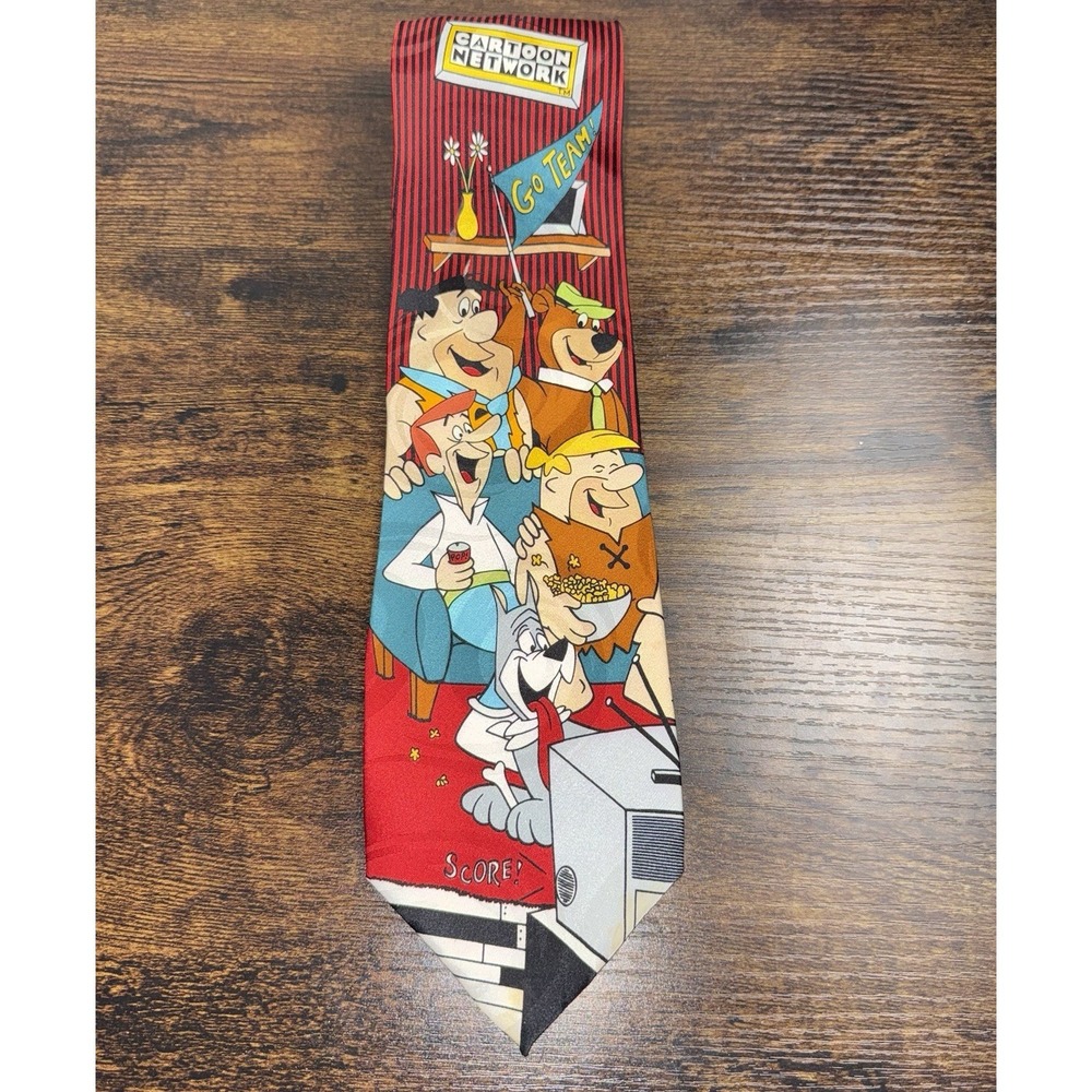 Vintage Cartoon Network Neck Tie Go Team Sport Fan Football Yogi Bear Jetson 58"
